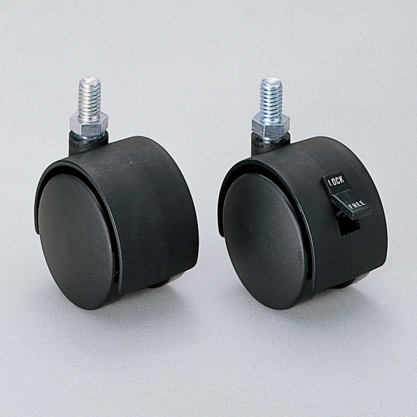 Twin wheel caster, threaded bolt type